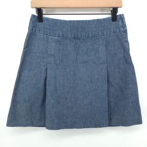 Banana Republic Womens‎ Denim Skirt Size 4 Blue Chambray Pleated A-Line Casual